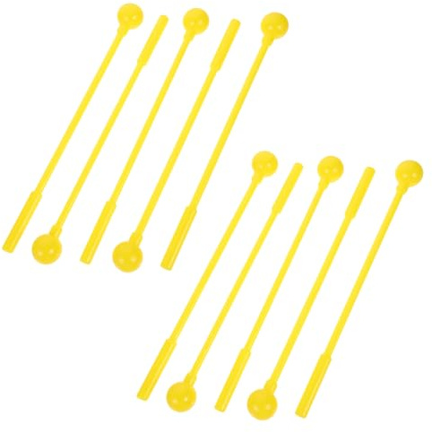 POPETPOP Baquetas de Percusión 20 Cm, Mazos de Instrumentos de Plástico Amarillos, 10 Piezas para Batería y Marimba, Accesorios Musicales para Bateristas y Percusionistas