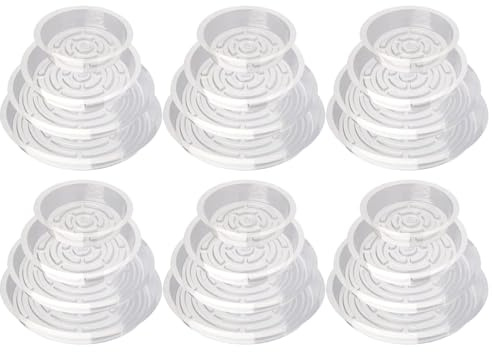 Xoeryoy Paquete de 24 platillos de plástico para Plantas, 6/8/10/12 bandejas de Goteo para Plantas, platillos de plástico Transparente para Uso Interior y Exterior