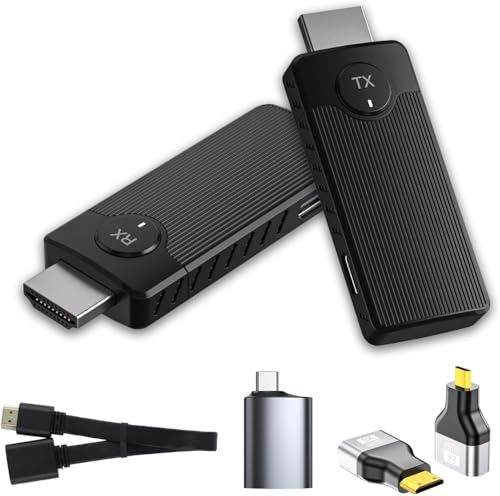 HDMI Inalámbrico Transmisor y Receptor, HDMI Wireless para Transmitir Vídeo y Audio Alcance de 50M, 2.4GHz/5GHz, Plug & Play, para Ordenador portátil, PC a TV HD, Proyector, Pantalla de Conferencia