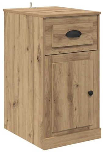 Yamxder Seitenschrank Artisan-Eiche 50x40x75 cm Holzwerkstoff Modernes Design mit 2 Türen und leichtgängigen Kugellager-Schubladen Robuste Aufbewahrungslösung für Wohnzimmer Flur Büro und Balkon