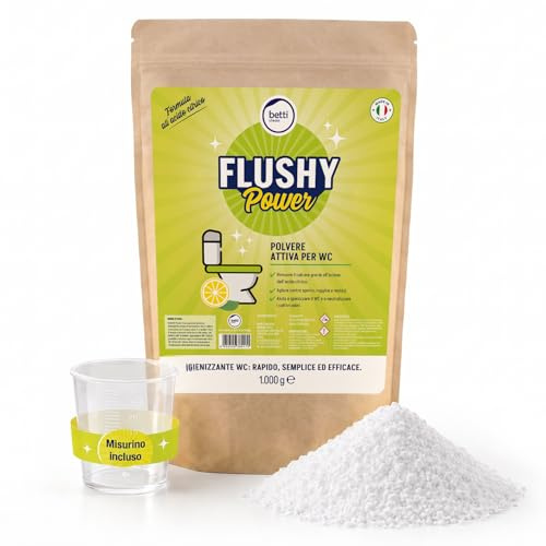 Betti Clean FLUSHY Power Polvere Igienizzante WC, 500g | Acido Citrico, Detergente Bagno Naturale, Anticalcare, Sgrassante