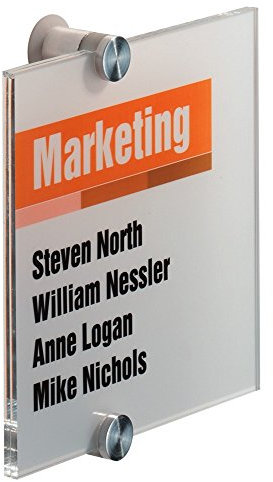 Durable 482219 Plaque de porte Plaque en cristal, 148 x 148 mm, avec insert en feuille imprimable, transparent