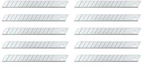 Wedo 789 Ersatzklingen Abbrechklingen (für handelsübliche Cutter, Carbonstahl, 9 mm, Etui) 10 Stück, silber