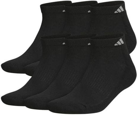 adidas Mens Athletic Cushioned Low Cut Ankle Socks (6 Pairs) Durable & Comfortable