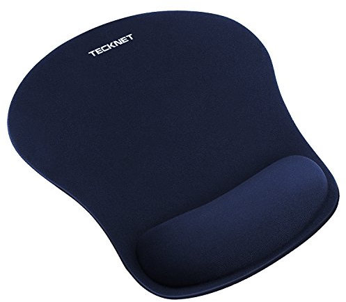 TECKNET Mouse Mat with Memory Foam Rest -Non-Slip Rubber Base- Special-Textured Water-Resistant Surface