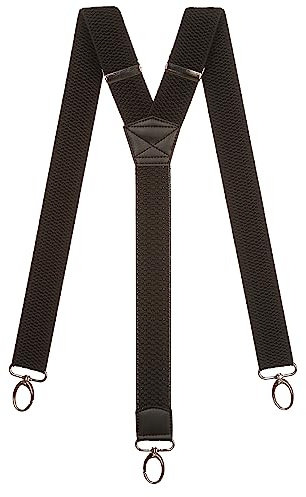 Olata Heavy Duty Y-Shape Braces/Suspenders with Carabiner Clips - 4cm. Black