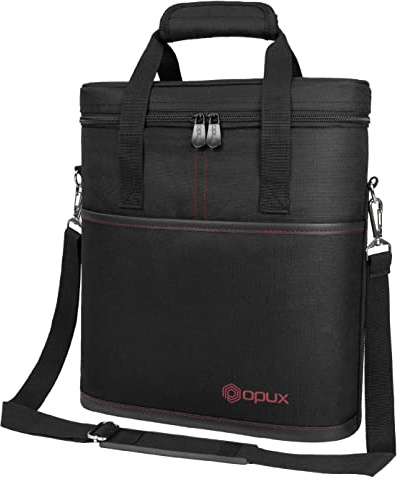 opux 3 Bottle Wine Carrier Tote, Insulated Leakproof Wine Cooler Bag, Wine Travel Bag Tote for Picnic BYOB Beach, Portable Wine Bottle Carrying Case, Gift for Wine Lover Women Men Christmas, Black