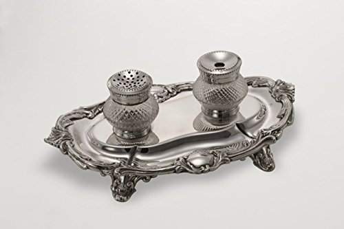 ROYAL QUEEN Tintenfass mit 2 Sheffield-Gläsern cod.5659103 cm 26x17x9,5h by Varotto & Co.