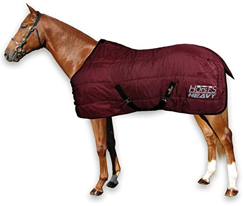 Horses, Coperta Invernale Heavy per Cavallo, Imbottita 300 gr, Morbida e Comoda, Ideale per Box, Resistente, Bordi Rinforzati in Nylon, Bordeaux 145 cm