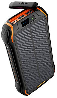 MYYINGELE Qi Solar Charger Wireless, 26800mAh Premium Solar Power Bank Four Output, Outdoor Portable Solar External Battery Charger with Dual Input and Dual USB For Hiking, CampingMore, Orange
