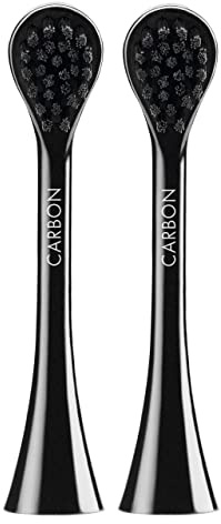 Curaprox Black Is White Hydrosonic Bürstenkopf Carbon, Schwarz/Schwarz | Für Effektive Plaqueentfernung & Aufhellung, Schallzahnbürsten-Ersatzköpfe, 2er-Pack, Swiss Made