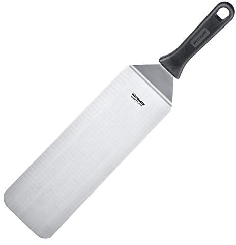 Westmark Spatola da grill professionale, Angolata, Flessibile, Compatta, Dimensione lama: 9,5 x 27,5 cm, Lunghezza: 43 cm, Acciaio inox/Plastica, Master Line, Nero/Argento, 13422270