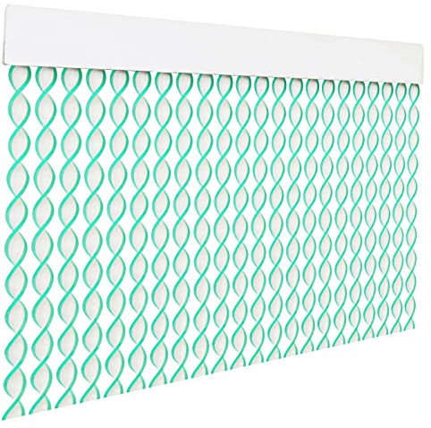 HOME MERCURY – Cortina Espiral para Puerta Exterior o Interior, Material PVC – Libre de Insectos (200x90CM, Blanco+Filo Verde R10)