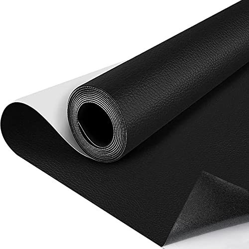 SZMMG Kunstleder Selbstklebend 40 x 150cm Schwarz Selbstklebende PU-Folie Möbel, Küchenschränke, Wand, Sofa, Lederreparatur, Lederoptik, Dekofolie, Möbelfolie, Tapete, DIY, Kunstleder, Lederreparatur