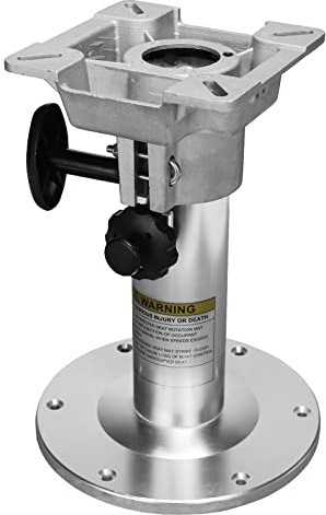 ONHI Adjustable Aluminum Boat Seat Pedestal 13-19 Inch Height, Locking Design, Silver Polished, for Fishing Boats and Marine Vessels