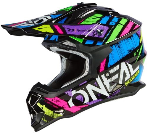 O'NEAL | Casco Motocross | MX | Calotta in ABS, standard di sicurezza ECE 22.06, aperture di ventilazione per un raffreddamento ottimale | Casco 2SRS GLITCH V.23 | Adulto | Multi | Taglia M (57/58 cm)