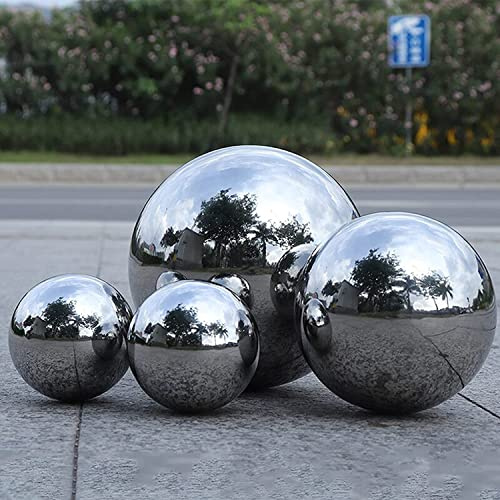 tradefirst Stainless Steel Silver Sphere Gazing Balls for Garden, Outdoor Ornaments and Sculptures - Set of 4 Pieces