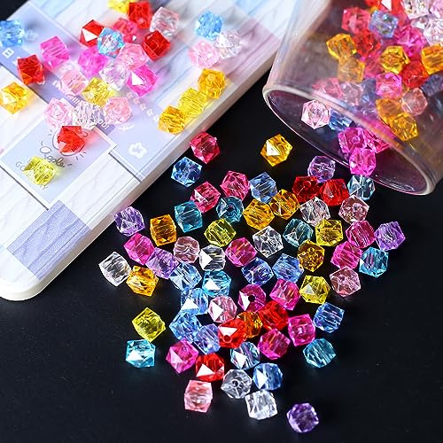 HERZWILD Bunte Perlen zum Auffädeln 480pcs perlen Acryl Mehrfarbig Perlen Bastelperlen für DIY Armbänder Schmuck Haarband Halsketten（10x10mm）