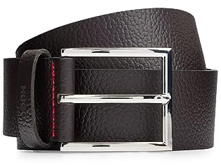 HUGO Herren Giaspo-Gr Sz40 Gürtel aus genarbtem Leder mit Logo-Prägung auf der Schlaufe Dunkelbraun 95