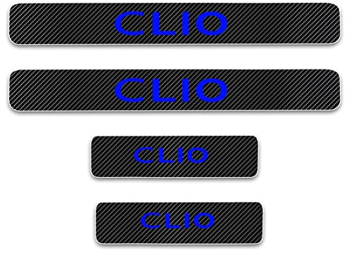 EAGLEG 4 Piezas Pegatina para Umbral de Coche para REN-Ault Clio, Película Protectora Estribos Fibra Carbono Autoadhesivo Puerta Guardias del Borde Decoración Accesorios,Blue
