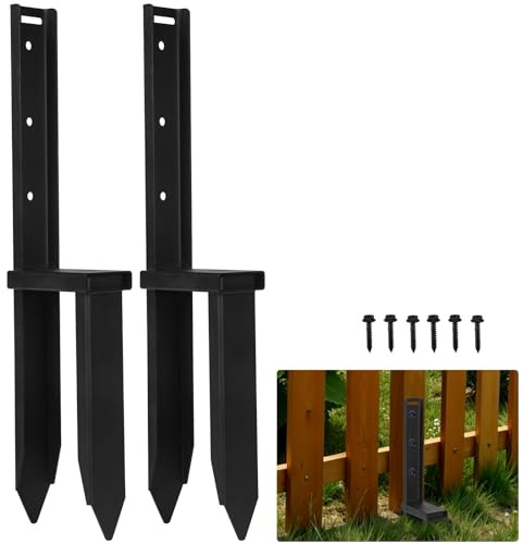 Wpbhk 2PCS Fence Post Repair Kit Heavy Duty Fixer Anchor Ground Spike,Fence Post Support Stake for Repairing Damaged Fence Gate Posts Sign Posts or Mailbox