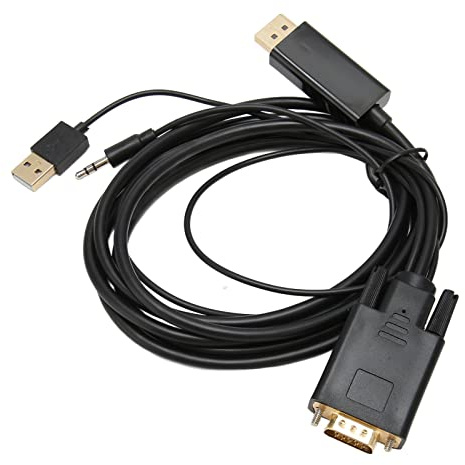 Câble VGA vers DP, Câble de Connecteur VGA Full HD 1080P vers DisplayPort avec Décharge de Traction Moulée, Câble Convertisseur Vidéo pour Ordinateur pour pour pour