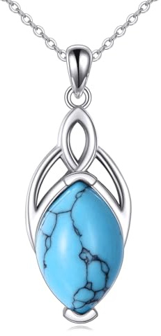 YAFEINI Keltische Mondstein Kette für Damen 925 Sterling Silber Mondstein Halskette Dreifaltigkeits Knoten Anhänger Schmuck Geschenk für Mädchen