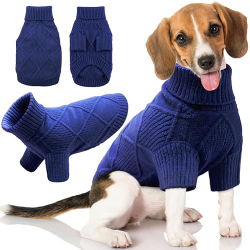 EMUST Großer Hundepullover, kuschelige Hundepullover für große Hunde mit Ärmeln, Dehnbare Hundekleidung für Weihnachten & Urlaub, Marineblau XXL