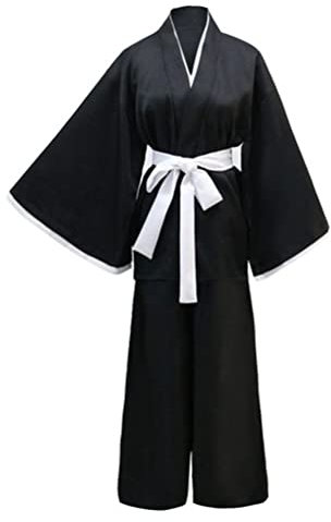 Samuraj Hakama-uniform kimono kendo-kostym Aikido judo japansk traditionell kampsportdräkt för män, 09# Svart, XL