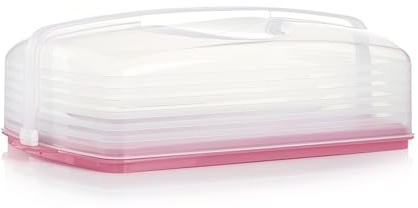 Tupperware, Rectangular Cake and Cupcake Carrier in Pink, Holds 18 Cupcakes