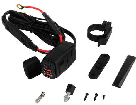 Madlife Garage 12V USB Steckdose Motorrad,Dual USB Motorcycle Car Charger,QC 3.0 Dual Ladegerät Adapter Steckdose mit Schalter, Doppelstecker für 12V ~24V Motorrad Wohnmobil KFZ Boot