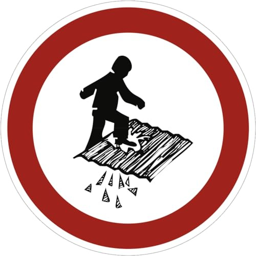 Dreifke® Alu-Schild Betreten verboten, Durchsturzgefahr, Ø20cm, 1 Stück, Praxisbewährtes Gebotszeichen