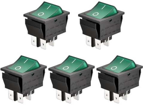Heschen Ein-Aus-Kippschalter, DPDT, 4 Endpunkte, 16 A 250 VAC, grün leuchtend (5)