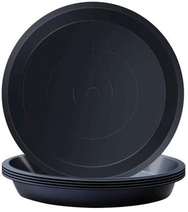 Kunjocy Pack of 5 Black Plant Pot Saucers, 23 CM Round Plant Pots Trays Garden Plant Saucer Plant Plastic Plate Pot Tray for Garden Indoor Outdoor Fit Plant Pot up to 20 CM (Black, Outer 23 CM)