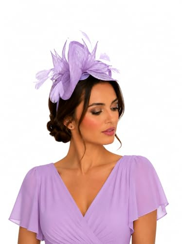 Finecy In FINECYIN Fascinator for Women Weddings Hat Races Royal Ascot Derby Party Kentucky Hatinator Lilac Purple