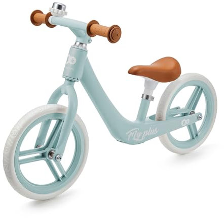 Kinderkraft Laufrad Fly Plus 2, Lernlaufrad, Kinderlaufrad, Fahrrad mit Zubehör, Klingel, höhenverstellbar Sattel, 12 Zoll Räder, Magnesiumrahme, ab 2 Jahre, Retro Design, Blau
