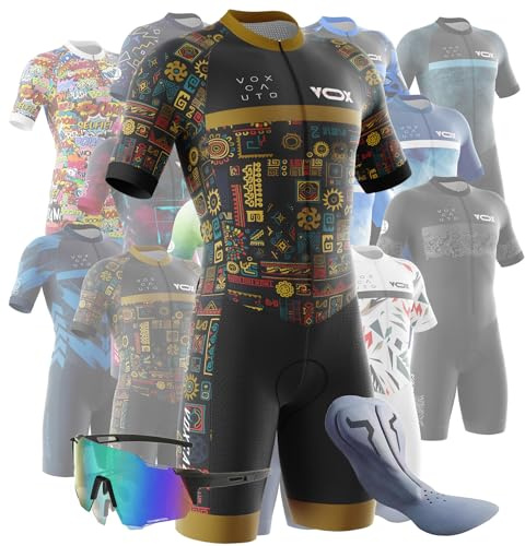 Cykling, skinndräkt, gel, vadderad, triathlon kostym, herr, triathlon triathlon tri-dräkt, kortärmad cykelskinndräkt med 3 bakfickor, snabbtorkande, Typ-12, M