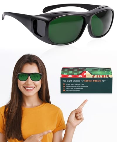 LIGHTMEUP Rotlichttherapie-Brille, hervorragender Augenschutz für Infrarot- und LED-Lichtsitzungen, blockiert 200–2000 nm schädliche Wellenlängen, behält die Sichtbarkeit, leichte, bequeme