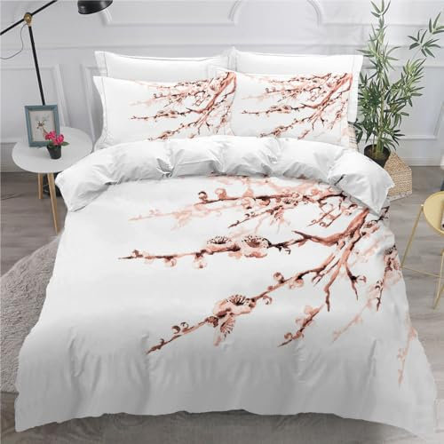 DILANI Bettwäsche 220x240 Japanischer Stil Bettwäsche-Set 3 Teilig 3D Druck Tuschemalerei Bettbezug Weich Mikrofaser Bettbezüge mit Reißverschluss und Kissenbezug 80x80cm für Erwachsene Kinder