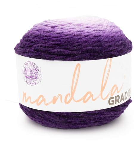 Lion Brand Yarn Mandala Gradient, filato multicolore per lavori a maglia, uncinetto e artigianato, viola, 1 confezione