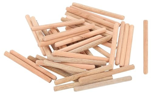 sourcing map 100 Stück 0,3 cm x 7,5 cm Holzdübelstifte, Holzdübel, Stangen, Möbel, Holzbearbeitung, gerillter Stift, Holzdübel geriffelt für Handwerk, DIY-Projekte