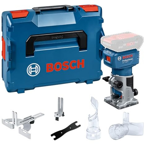 Bosch Professional 18V System Router GLF 18V-8 (incl. Parallel Guide, Surface Routing vac Adaptor, Edge Routing vac Adaptor, Flush Trim Roller Guide 1x ¼” (6.35 mm) Collet)