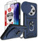 LeYi Funda para Xiaomi Redmi 14C/14 C 4G/Xiaomi Poco C75 con [2-Unidades] Cristal Vidrio Templado, Carcasa Cubierta de cámara Deslizante Proteger Anillo Soporte Silicona TPU Armor Bumper Case, Azul