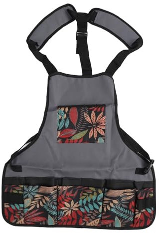 Yuecoom Delantal de jardinería con bolsillos, delantal de floristería lavable, delantal de trabajo resistente al agua para pintura de artistas de jardineros, tela Oxford ligera