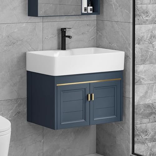 BRCYKRWY Hänge Waschbecken Klein Gäste WC Badezimmer Spülbecken Mit Unterschrank Freestanding Sink Spülenschrank Keramik Eckwaschbecken Hängewaschbecken Mit Abfluss Und Fallrohr Waschbecken Klein
