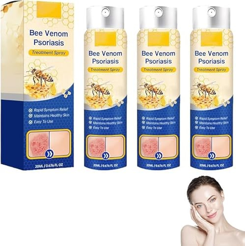 PsoriaHeal Bee Venom Psoriasis Care Spray pro,Psoriasis Treatment Spray,Effectively Relieves Itching,Suitable for All Skin Conditions (3 pcs)