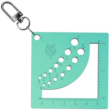 FCNBTTW Acrylics Knitting Gauge Ruler with Keychain Clip Knitting Needle Gauge Square Knitting Tool for Yarns Measuring Tool