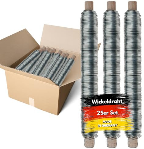 JK Trends Premium Wickeldraht silber 1000 m - 25er Set ⌀ 0,65mm - Basteldraht für Blumen, Garten, Haushalt, Werkstatt, Hobby, Bastelspaß, langlebiges Werkzeug für viele Anwendungen