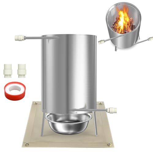 HENGMEI 1Set Brennholz Poolheizung Pool Heizung mit Feuer Poolofen Holz Feuertonne Edelstahl Pool Beheizt Feuer Heizungen für Schwimmbäder Badefass Whirlpool 32/38mm Anschlüsse