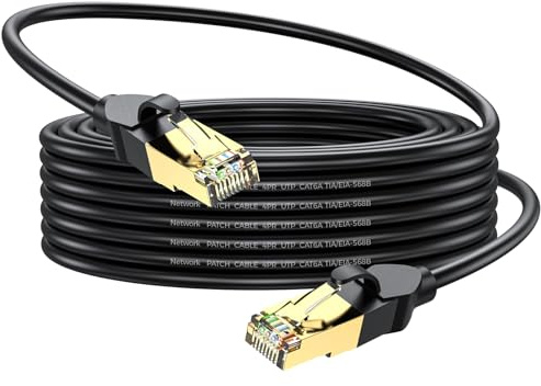 Ethernet Cable 40m, High Speed 1000mbps 550Mhz/s Cat6 Ethernet Cable, Black RJ45 Lan Cable, Network Cable are Suitable for Routers, Computers, Modem, Switch, Games, Patch Panel